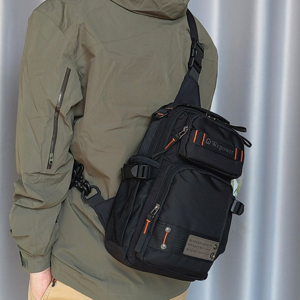 Large Nylon Sling Backpack - Dark Blue