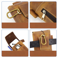 Brown Leather Belt Phone Pouch Mens Belt Pouch Leather Phone Belt Pouch - iwalletsmen