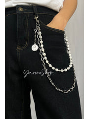 Beaded Wallet Chain Black Turquoise Stone Wallet Chain Double Wallet Chain - iChainWallets