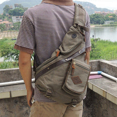 Large Canvas Sling Bag for Big Guys - Back View