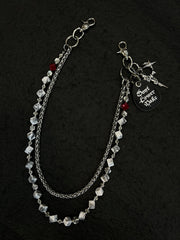 Cross Double Wallet Chain Cube Beaded Pants Chain Double Pants Chain - iChainWallets