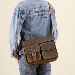 Brown Leather Messenger Bag - Side View