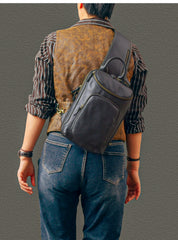 Sling bag for big man - side view showing capacity and thickness