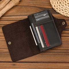 Mens Wallet With Lots of Card Slots Leather Vertical Wallet with Buckle with Coin Pocket - iwalletsmen