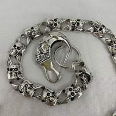 Silver Mens Skull Wallet Chain Cool Skull Wallet Chain Badass Skull Pants Chain For Men