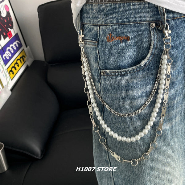 Pearl Wallet Chain Triple Wallet Chain Ball Wallet Chain Bead Wallet Chain - iChainWallets