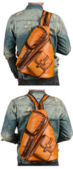 Leather Large Sling Backpack - Back View