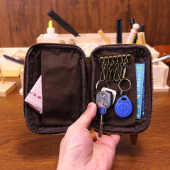 Brown Leather Key Ring Wallet Mens Leather Key Wallet for Men - iwalletsmen