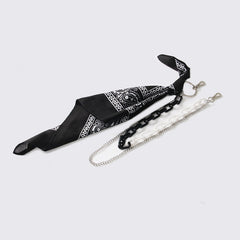 White & Black Paisley Bandana Resin Trousers Chain Pants Chain Biker Kerchief Headscarf Jeans Chains