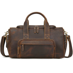 Brown Weekend Bag Small Leather Weekender Bag for Men Long Weekend Shoulder Bag - iwalletsmen
