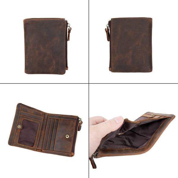 Mens Wallet with Coin Purse Billfold Leather Billfold with Coin Pocket - iwalletsmen