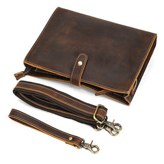 Leather Wristlet with Shoulder Strap for Men