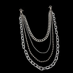 Cool Mens Silver Four Layers Pants Chains Silver Cool Quadruple Biker Wallet Chain For Men