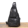 Black Leather Sling Bag for Men 