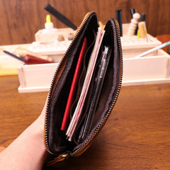 Dark Brown Leather Phone Clutch Wallet - iwalletsmen