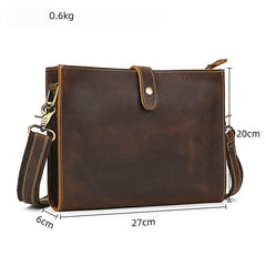 Brown Leather Wristlet with Shoulder Strap for Men 