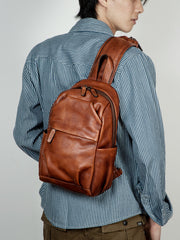big sling bag for men leather sling bag back view