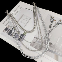Cool Mens Silver Four Layers Pants Chains Silver Cool Quadruple Biker Wallet Chain For Men