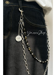 Beaded Wallet Chain Womens White Stone Wallet Chain Double Wallet Chain - iChainWallets