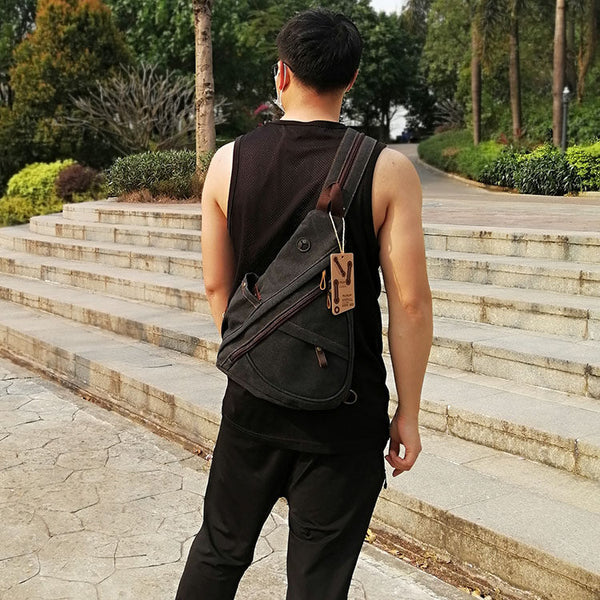 Large Canvas Sling Bag for Big Guys - Lifestyle