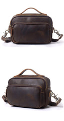 Mens Small Crossbody Bag with Handle Small Mens Crossbody Bag Brown Leather Small Crossbody Bag for Men - iwalletsmen