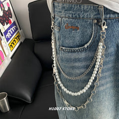 Pearl Wallet Chain Triple Wallet Chain Ball Wallet Chain Bead Wallet Chain - iChainWallets