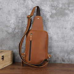 Brown Leather Sling Bag for Men Crossbody Leather Sling Bag Leather Sling Crossbody Bag - iwalletsmen