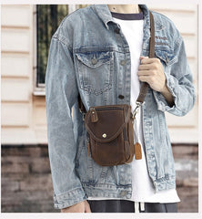 Leather Phone Belt Pouch Brown Mens Belt Pouch Leather Belt Phone Pouch - iwalletsmen