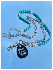Cyan Blue Ball Wallet Chain Double Wallet Chain Beaded Pants Chain Double Pants Chain - iChainWallets