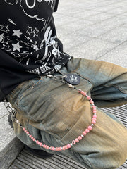 Pink Ball Wallet Chain Ball Pants Chain Turquoise Stone Beaded Wallet Chain Bead Wallet Chain - iChainWallets