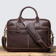 Dark Brown Leather Briefcase for Men - iwalletsmen