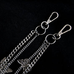 Cute Womens Butterfly Jeans Chain Silver Double Layers Butterfly Wallet Chains Panties Chain For Men