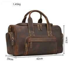 Brown Weekend Bag Small Leather Weekender Bag for Men Long Weekend Shoulder Bag - iwalletsmen