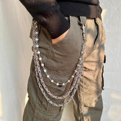 Long Ball Wallet Chains Pearl Wallet Chain Triple Ball Wallet Chain - iChainWallets