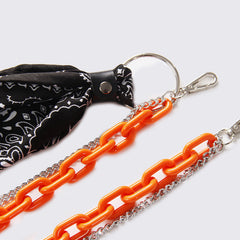 White Paisley Bandana Resin Trousers Chain Pants Chain Biker Kerchief Headscarf Jeans Chains