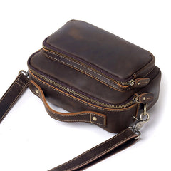 Mens Small Crossbody Bag with Handle Small Mens Crossbody Bag Brown Leather Small Crossbody Bag for Men - iwalletsmen