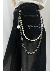 Beaded Wallet Chain Black Turquoise Stone Wallet Chain Double Wallet Chain - iChainWallets