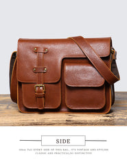 Brown  Leather Messenger Bag with Flap A4 Flap Messenger Bag for Men - iwalletsmen