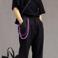 Cute Womens Purple Resin Jeans Chain Resin Light Wallet Chains Panties Chain For Men