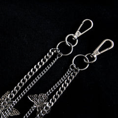 Fashion Womens Butterfly Jeans Chain Silver Double Layers Butterfly Wallet Chains Panties Chains For Men
