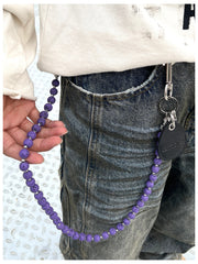 Purple Beaded Wallet Chain Beaded Pants Chain Lavastone Bead Wallet Chain - iChainWallets