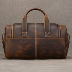 Brown Weekend Bag Small Leather Weekender Bag for Men Long Weekend Shoulder Bag - iwalletsmen