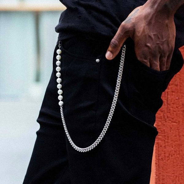 Long Pearl Wallet Chain Ball Wallet Chain - iChainWallets