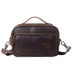 Mens Small Crossbody Bag with Handle Small Mens Crossbody Bag Brown Leather Small Crossbody Bag for Men - iwalletsmen