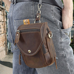 Brown Mens Belt Pouch Leather Belt Phone Pouch - iwalletsmen