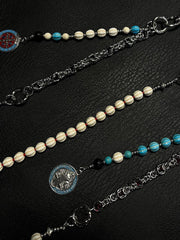 White Turquoise Stone Beaded Wallet Chain Long Bead Wallet Chain for Women - iChainWallets