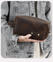 Brown Leather Toiletry Bag Full Grain Leather Toiletry Bag - iwalletsmen