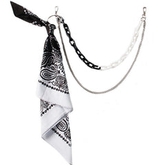 White Paisley Bandana Resin Trousers Chain Pants Chain Biker Kerchief Headscarf Jeans Chains