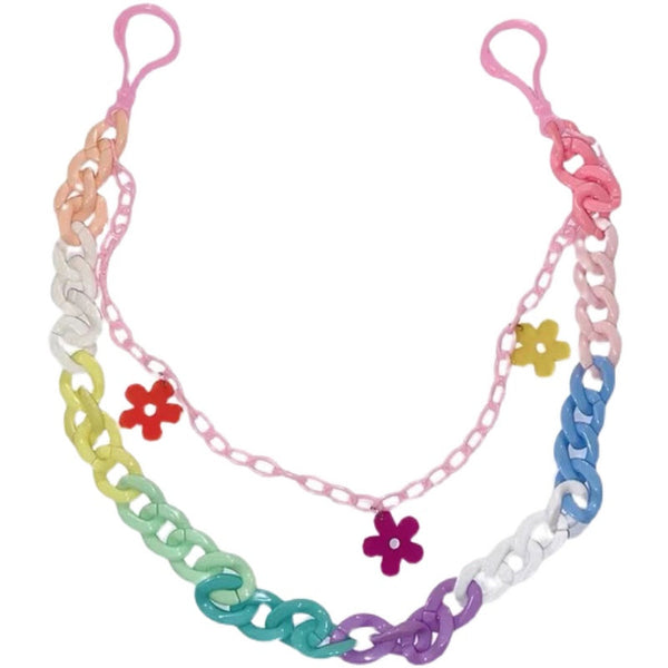 Cute Womens Rainbow Plastics Double Layers Pants Chain Colorful Light Jeans Chains For Women