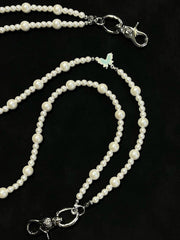 Long Double Beaded Wallet Chain Pearl Bead Wallet Chain for Women - iChainWallets